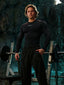 YOUNGLA Men's Superhero Honeycomb Armor Compression Long Sleeve Shirt Black