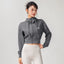 Alo Active Cropped Full-Zip Hoodie Grey