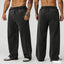 YOUNGLA Men's Arched Collegiate Acid Wash Wide Leg Sweatpants