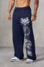 YOUNGLA Men's Acid Wash Heavy Metal Skull Graphic Wide Leg Sweatpants
