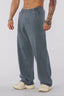 YOUNGLA Men's Arched Collegiate Logo & Blank Acid Wash Wide Leg Sweatpants