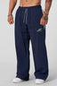 YOUNGLA Men's Retro Athletic Side Stripe Wide Leg Track Pants -blue