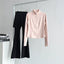 lululemon Stand-Collar Pink Jacket & Skirted Flare Black Pant Set