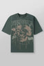 YoungLA Heavyweight Acid Wash Oversized Tee – Olive Green Drip Skull Graphic