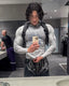 YOUNGLA- Light Grey Fitted Long Sleeve Hooded Performance Shirt