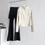 lululemon Stand-Collar White Jacket & Skirted Flare Black Pant Set