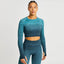 AYBL Jacquard Seamless Cropped Long-Sleeve Blue