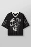 YoungLA Heavyweight Oversized V-Neck Mesh Jersey – Dripping Skull Graphic