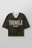 YoungLA Camo Oversized V-Neck Mesh Jersey – Distressed Logo Graphic