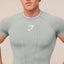 Light Grey Seamless Compression Gym Tee | Tight Fit Bodybuilding Pump Cover