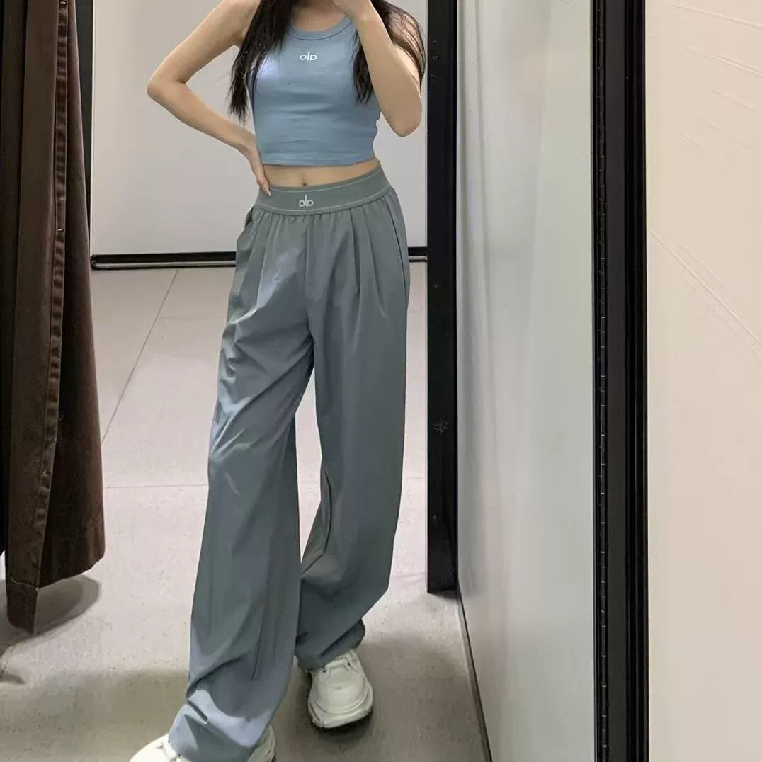 Alo Active Logo Band Wide-Leg Pant