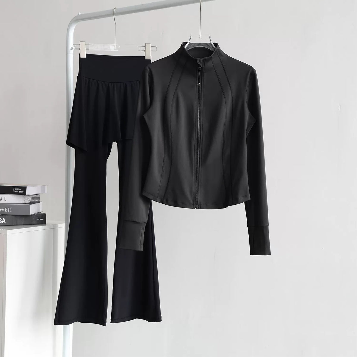 lululemon Stand-Collar Jacket & Skirted Flare Pant Set Black