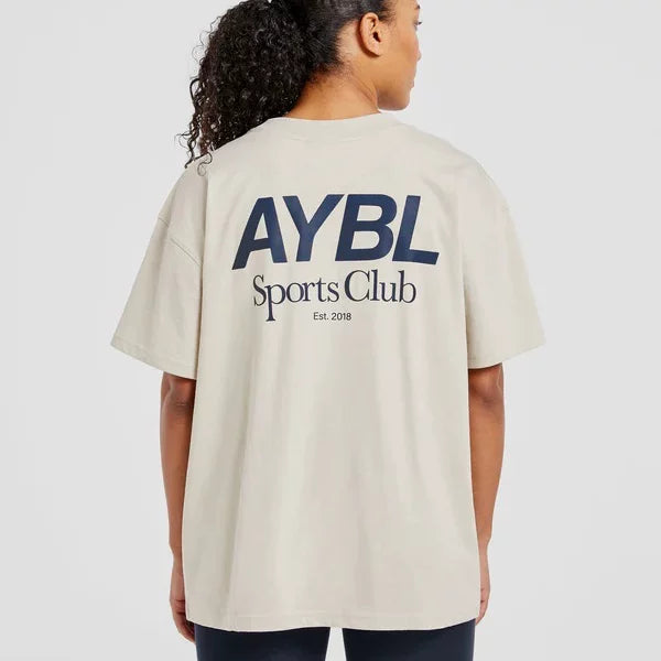 AYBL Sports Club Graphic Oversized Tee Apricot Hover Image