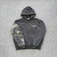 YOUNGLA- Washed Black Anime Character Sleeve Graphic Pullover Hoodie