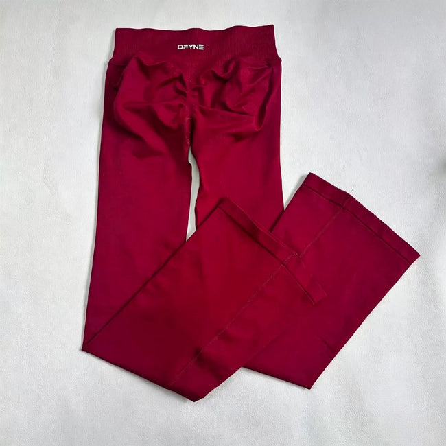 DFYNE Seamless Ruched Flared Legging Wine Red Hover Image