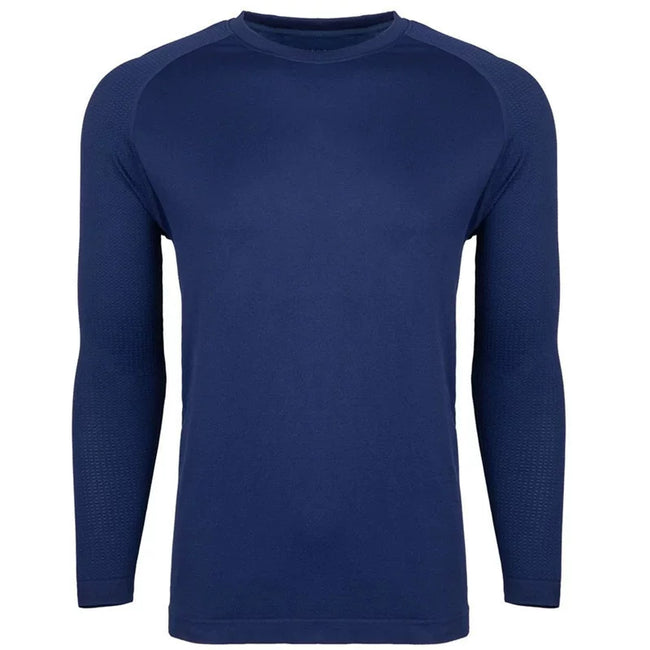 YOUNGLA- Navy Blue Raglan Long-Sleeve Gym Shirt Hover Image