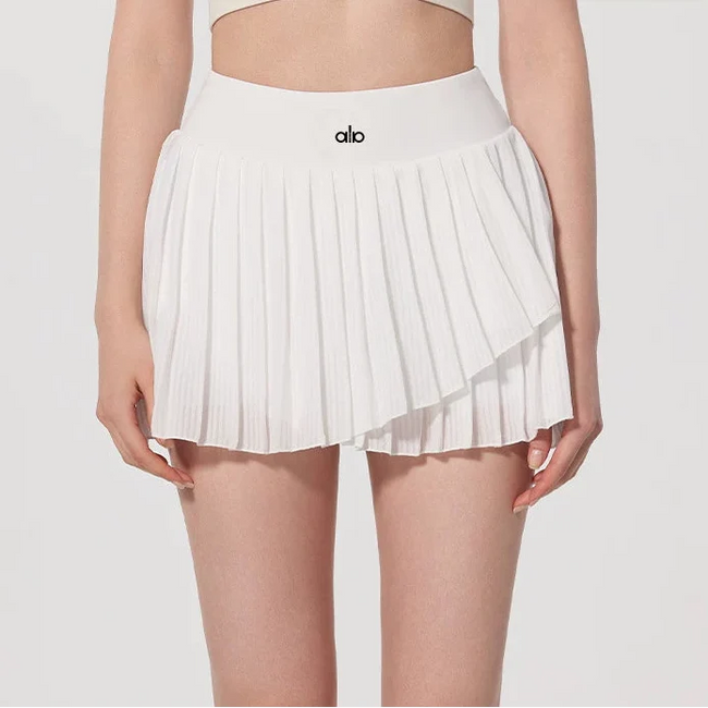 Alo Active Pleated Wrap Tennis Skort White Hover Image