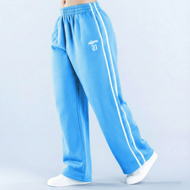 DFYNE Wide-Leg Side-Stripe Track Pants Blue Hover Image