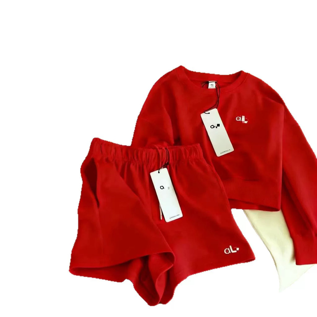 Alo Off-White Sweatshirt & Short Set