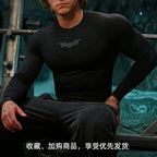 YOUNGLA Men's Superhero Honeycomb Armor Compression Long Sleeve Shirt Black