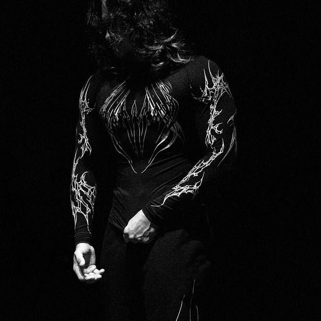 YOUNGLA- Black Graphic Long-Sleeve Compression Shirt Hover Image