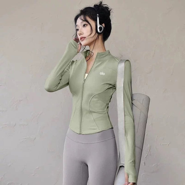 Alo Active Stand-Collar Full-Zip Athletic Jacket Green Hover Image