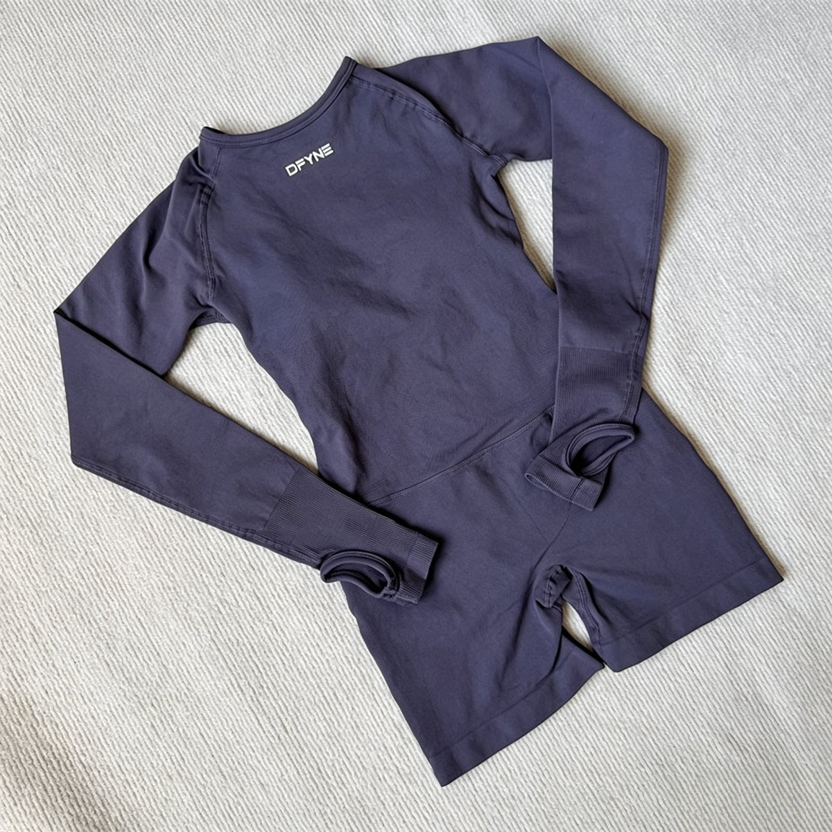 DFYNE Seamless Sculpt Long-Sleeve Playsuit Grey