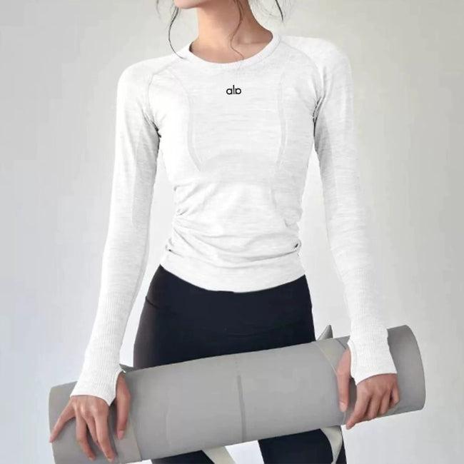 Alo Active Seamless Long-Sleeve Performance Top White Hover Image