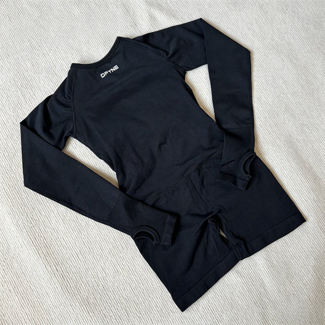 DFYNE Seamless Sculpt Long-Sleeve Playsuit Black Hover Image