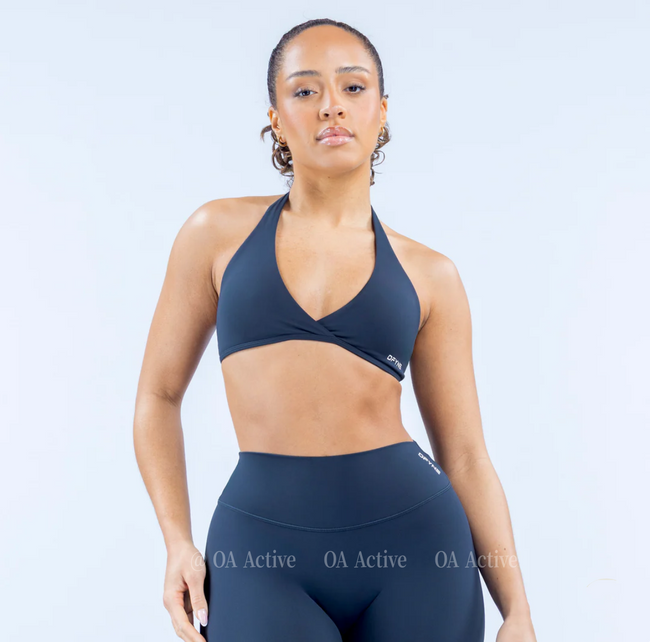 DFYNE Seamless Halter Wrap Sports Bra Dark Blue Hover Image