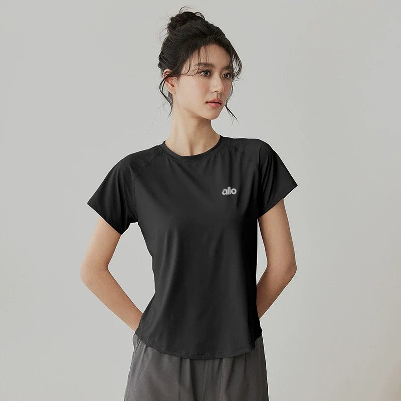 Alo Active Crewneck Performance Athletic Top Black