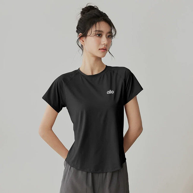 Alo Active Crewneck Performance Athletic Top Black Hover Image
