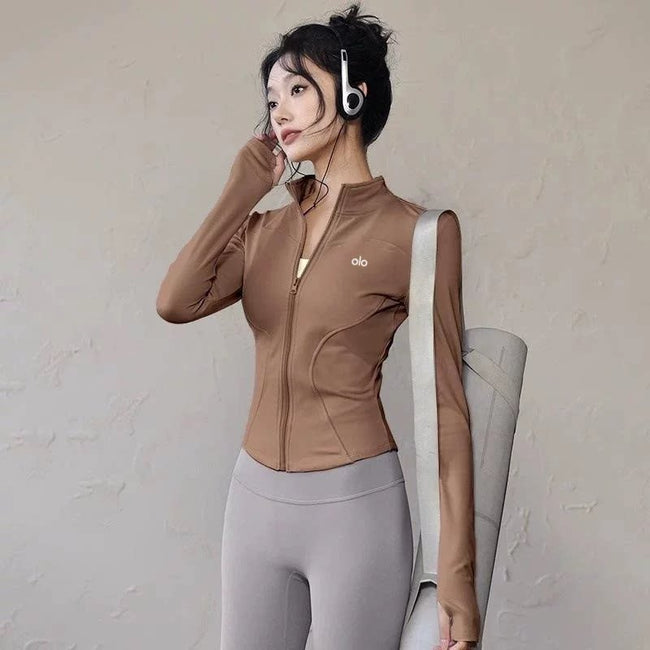 Alo Active Stand-Collar Full-Zip Athletic Jacket Espresso Brown Hover Image