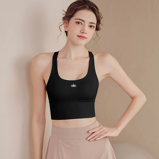 Alo Active Racerback Performance Sports Bra Black Hover Image