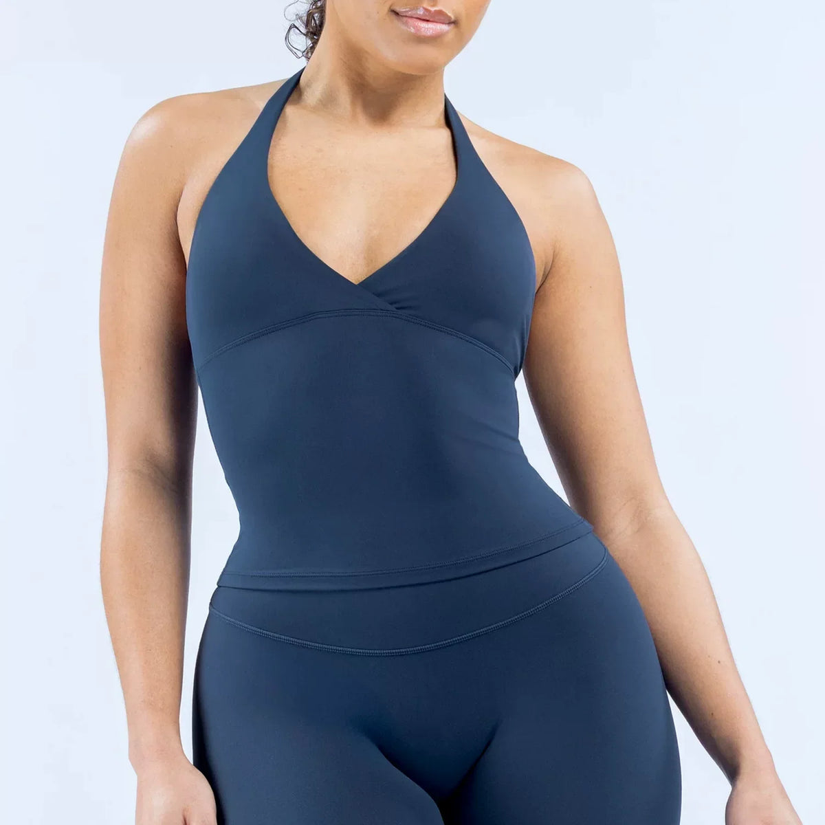 DFYNE Seamless Halter Longline Tank Top Dark Blue