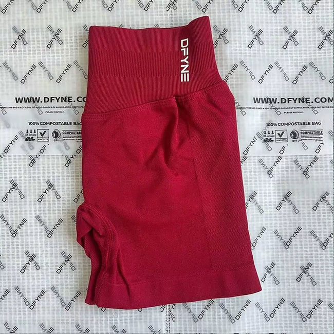 DFYNE Seamless High-Waisted Contour Short Wine Red Hover Image