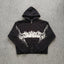 YOUNGLA- Black Gothic Graphic Zip-Up Hoodie