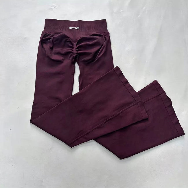 DFYNE Seamless Ruched Flared Legging Dark Brown Hover Image