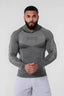 YOUNGLA- Grey Fitted Long Sleeve Hooded Performance Shirt