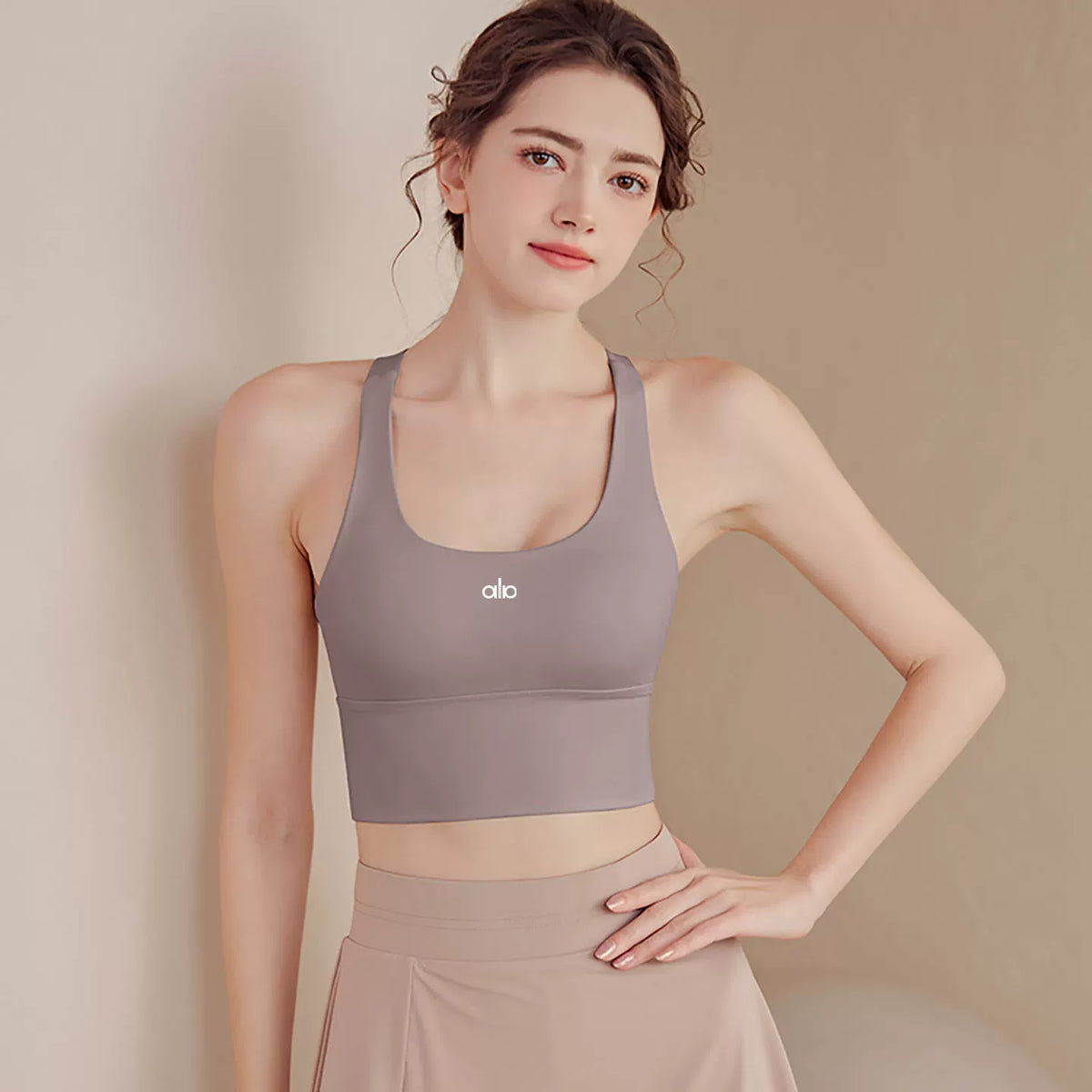 Alo Active Racerback Performance Sports Bra Light grey