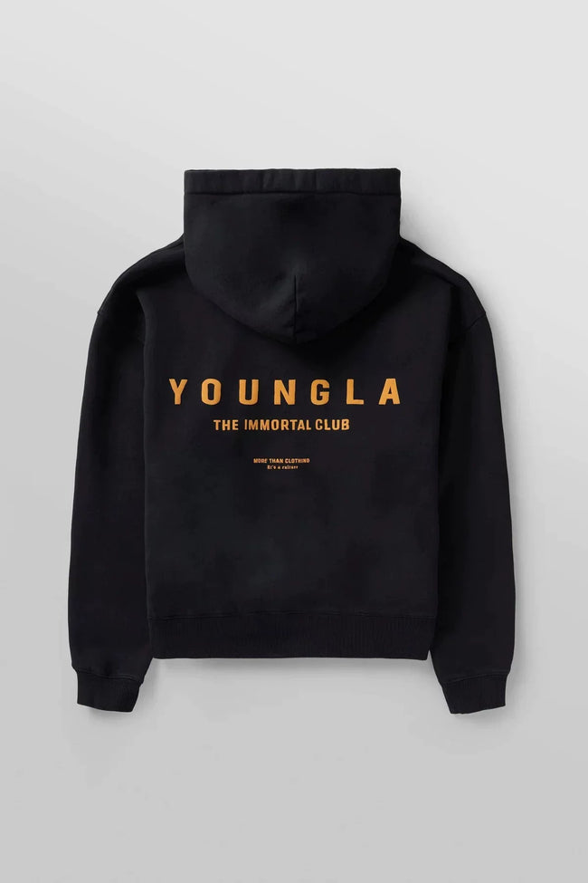 YOUNGLA- Black Immortal Club Pullover Hoodie Hover Image