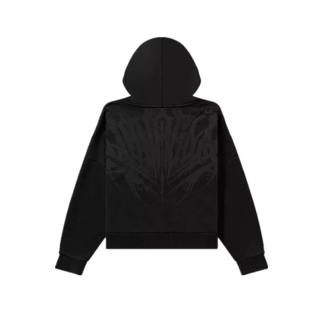 YOUNGLA- Black Gothic Back Graphic Pullover Hoodie Hover Image
