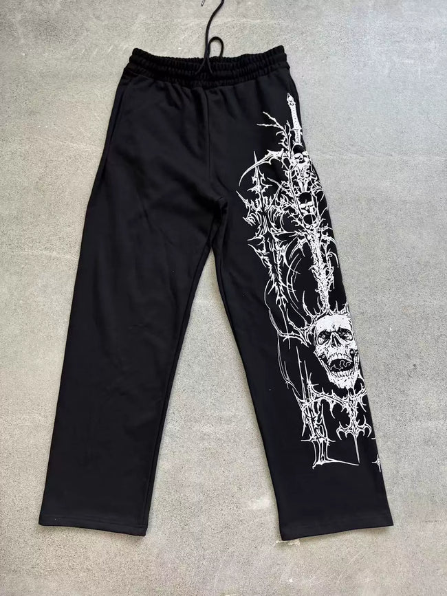 YoungLA Casual Training Sweatpants – Gothic Solid Black Edition Hover Image