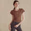 Alo Active Drawstring Ruched Performance Athletic Top Brown