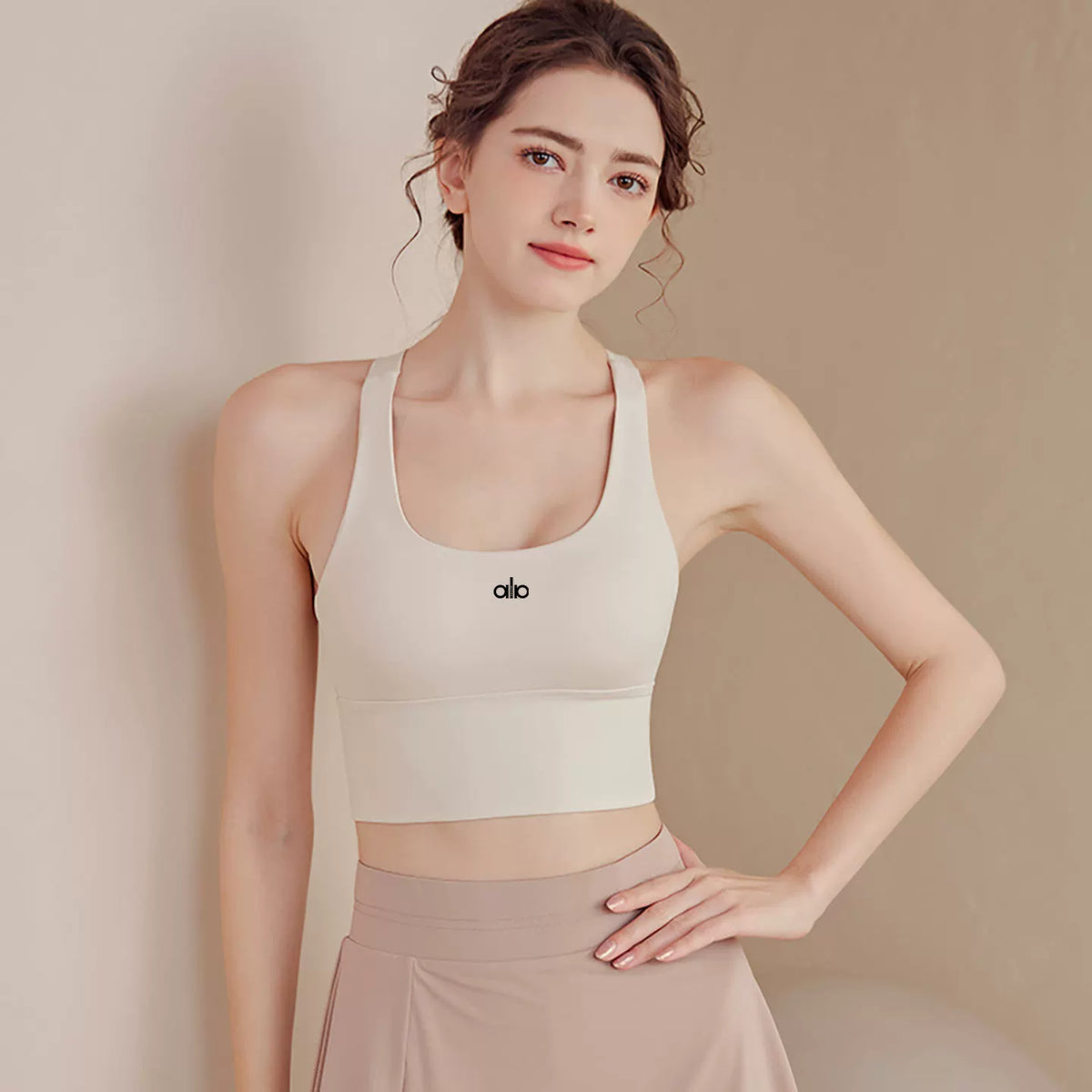 Alo Active Racerback Performance Sports Bra White
