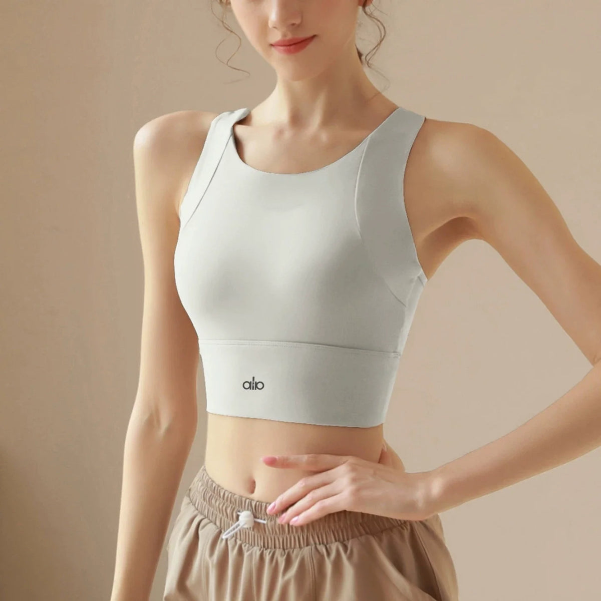 Alo Active High-Neck Longline Sports Bra White