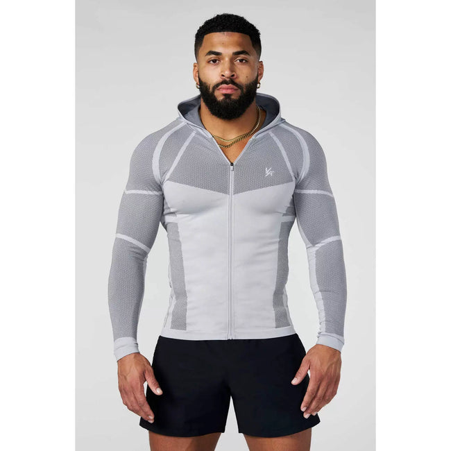 YOUNGLA- Black Fitted Zip-Up Hooded Jacket Main Image