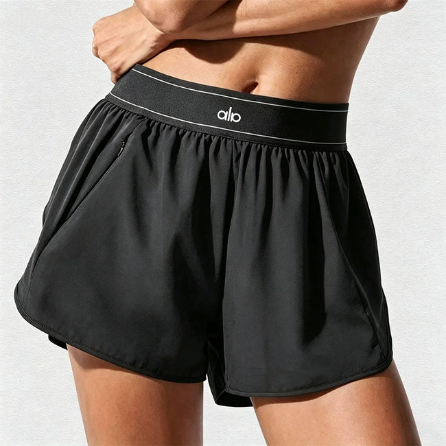 Alo Active Logo Waistband Athletic Short Black Hover Image