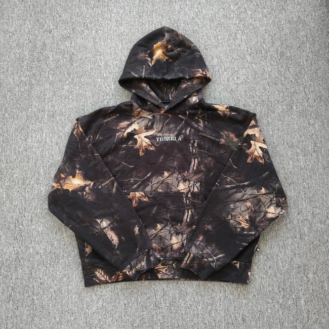 YOUNGLA- Dark Tree Camo Graphic Pullover Hoodie Hover Image