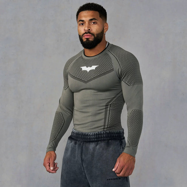 YOUNGLA Men's Superhero Armor Compression Long Sleeve Shirt Hover Image